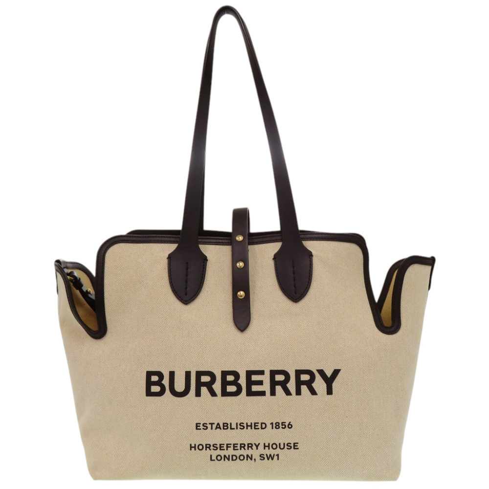 Burberry Soft Canvas Logo Horseferry 8031318 Tote Bag, Cotton Canvas, Beige 1...